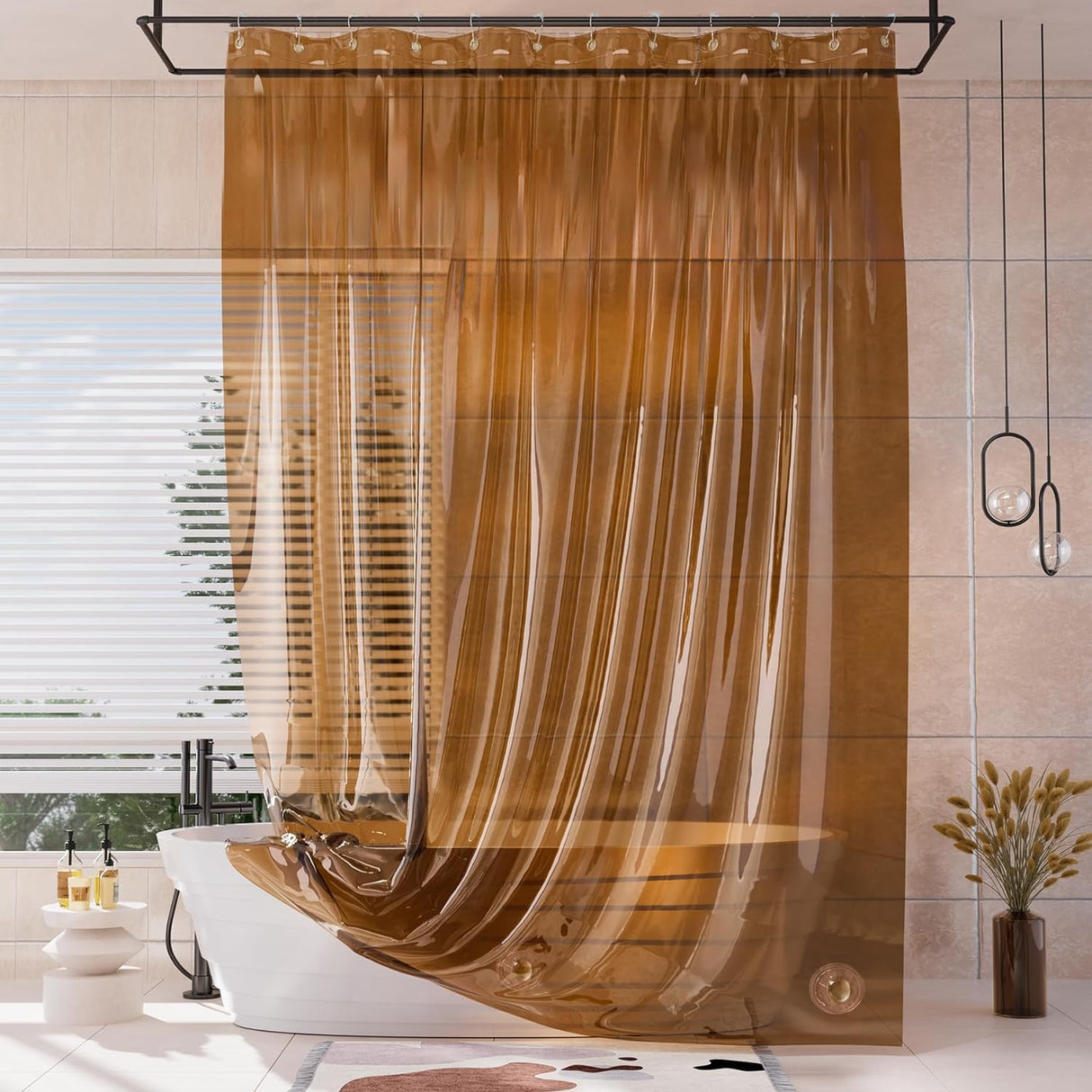 Rainbow Shower Curtain Liner Caramel Latte