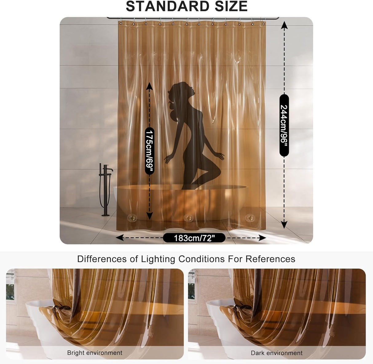 Rainbow Shower Curtain Liner Caramel Latte