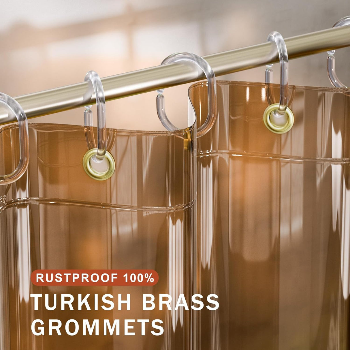 Rainbow Shower Curtain Liner Caramel Latte