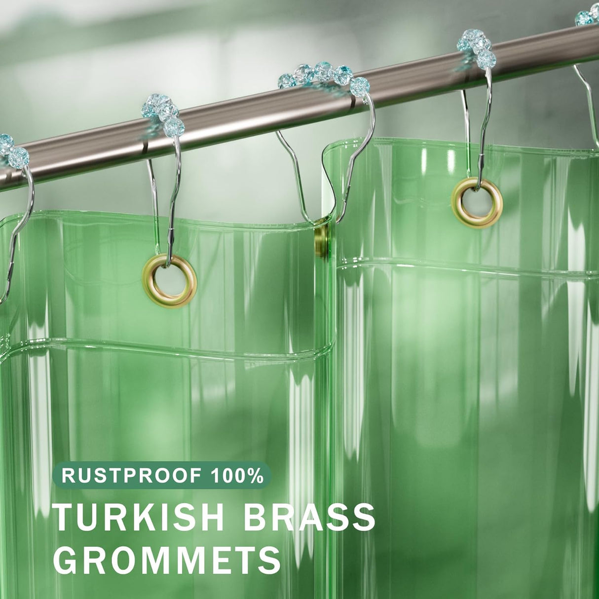 Rainbow Shower Curtain Liner Emerald