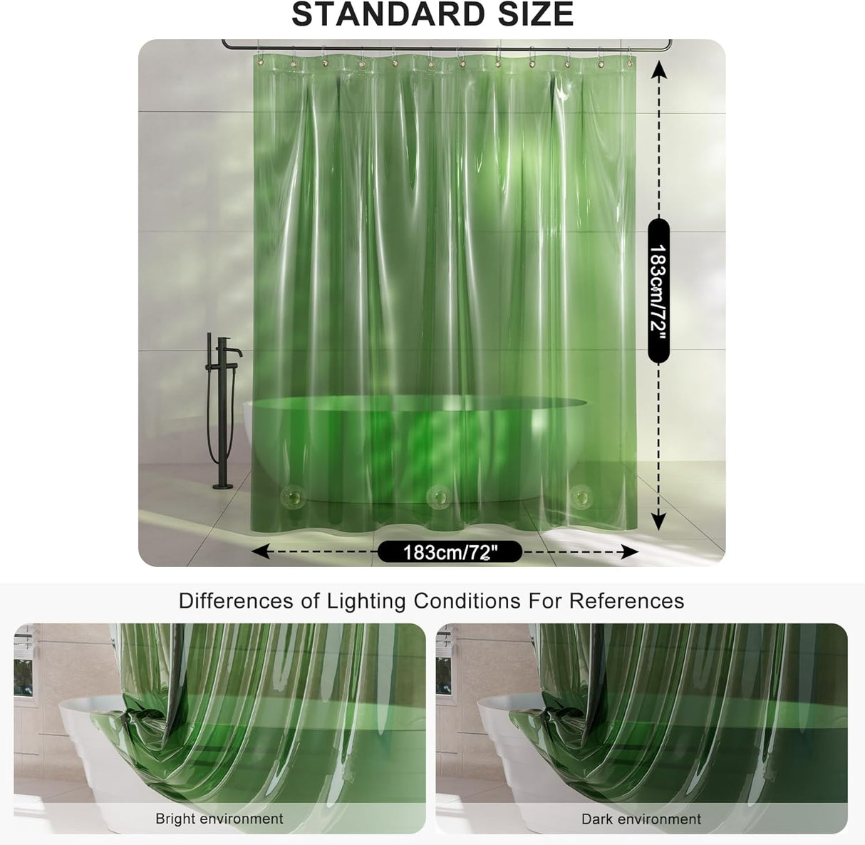 AmazerBath 100% EVA Rainbow Shower Curtain Liner, 8G Heavy Duty