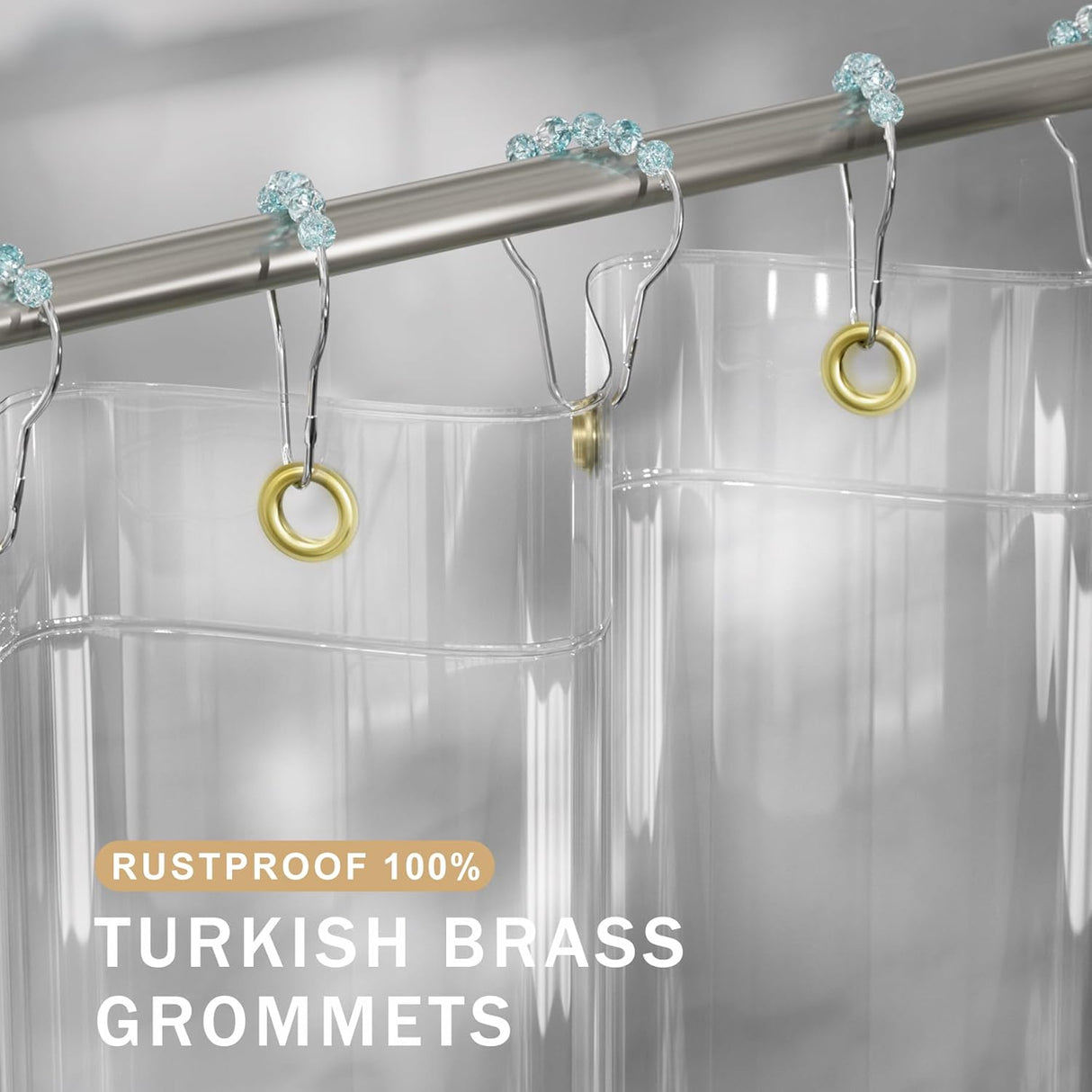 AmazerBath 100% EVA Rainbow Shower Curtain Liner, 8G Heavy Duty