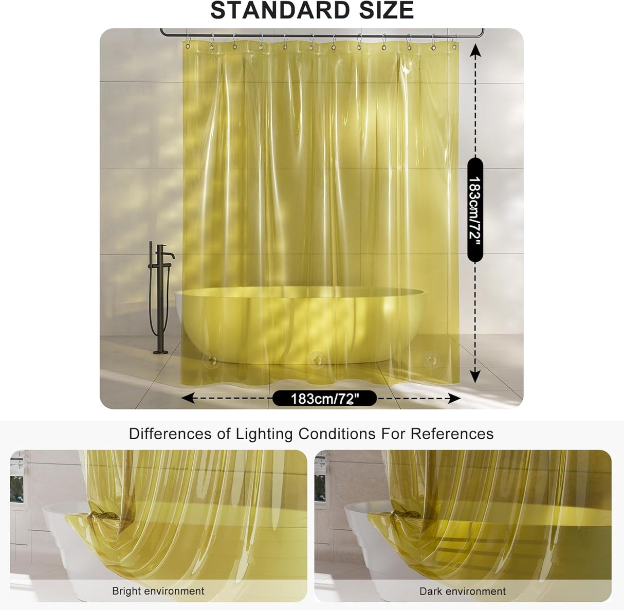 AmazerBath 100% EVA Rainbow Shower Curtain Liner, 8G Heavy Duty