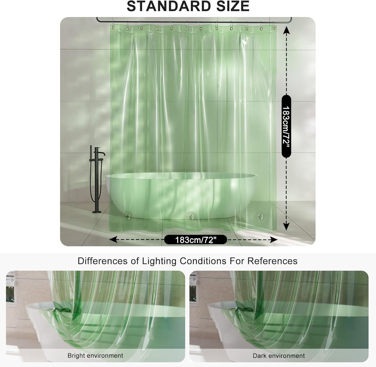 AmazerBath 100% EVA Rainbow Shower Curtain Liner, 8G Heavy Duty