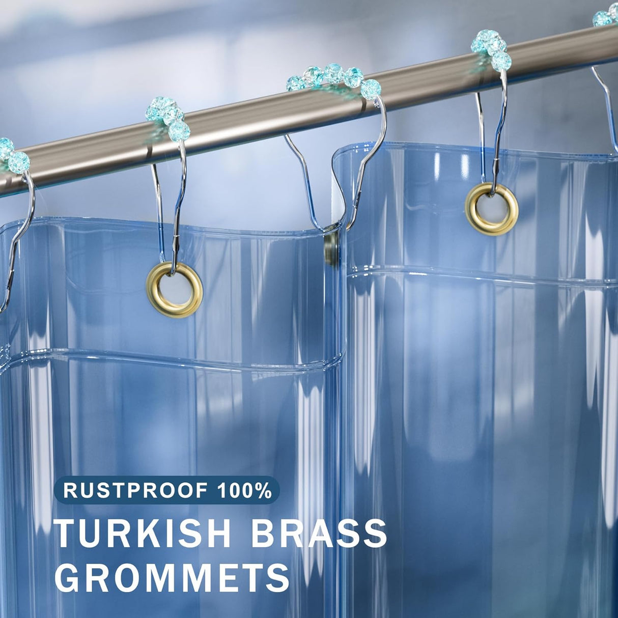 AmazerBath 100% EVA Rainbow Shower Curtain Liner, 8G Heavy Duty