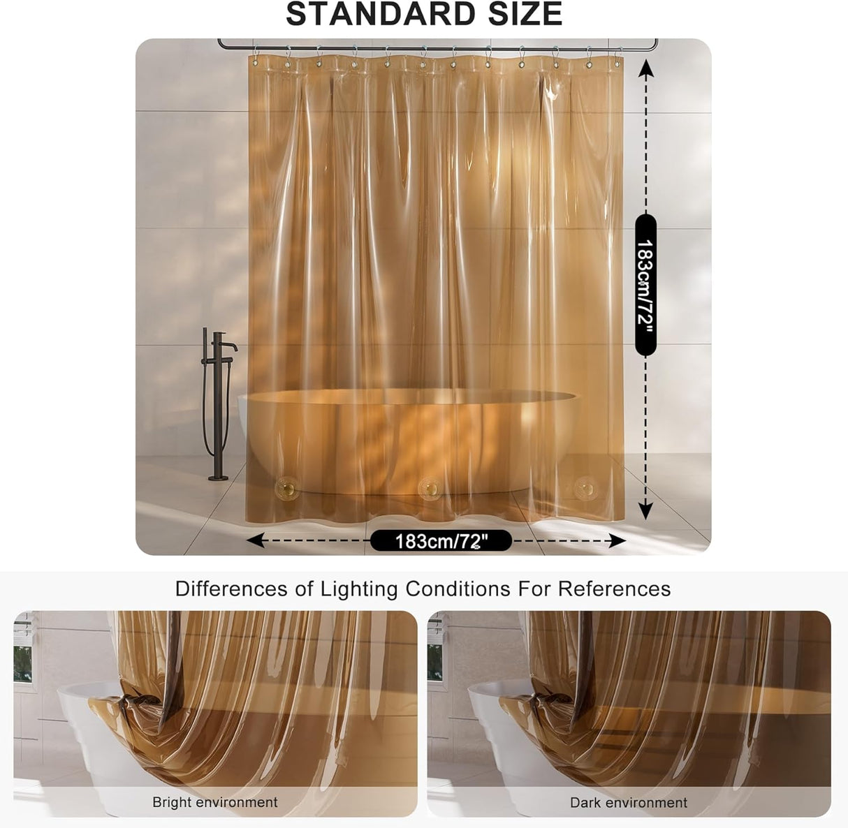 AmazerBath 100% EVA Rainbow Shower Curtain Liner, 8G Heavy Duty