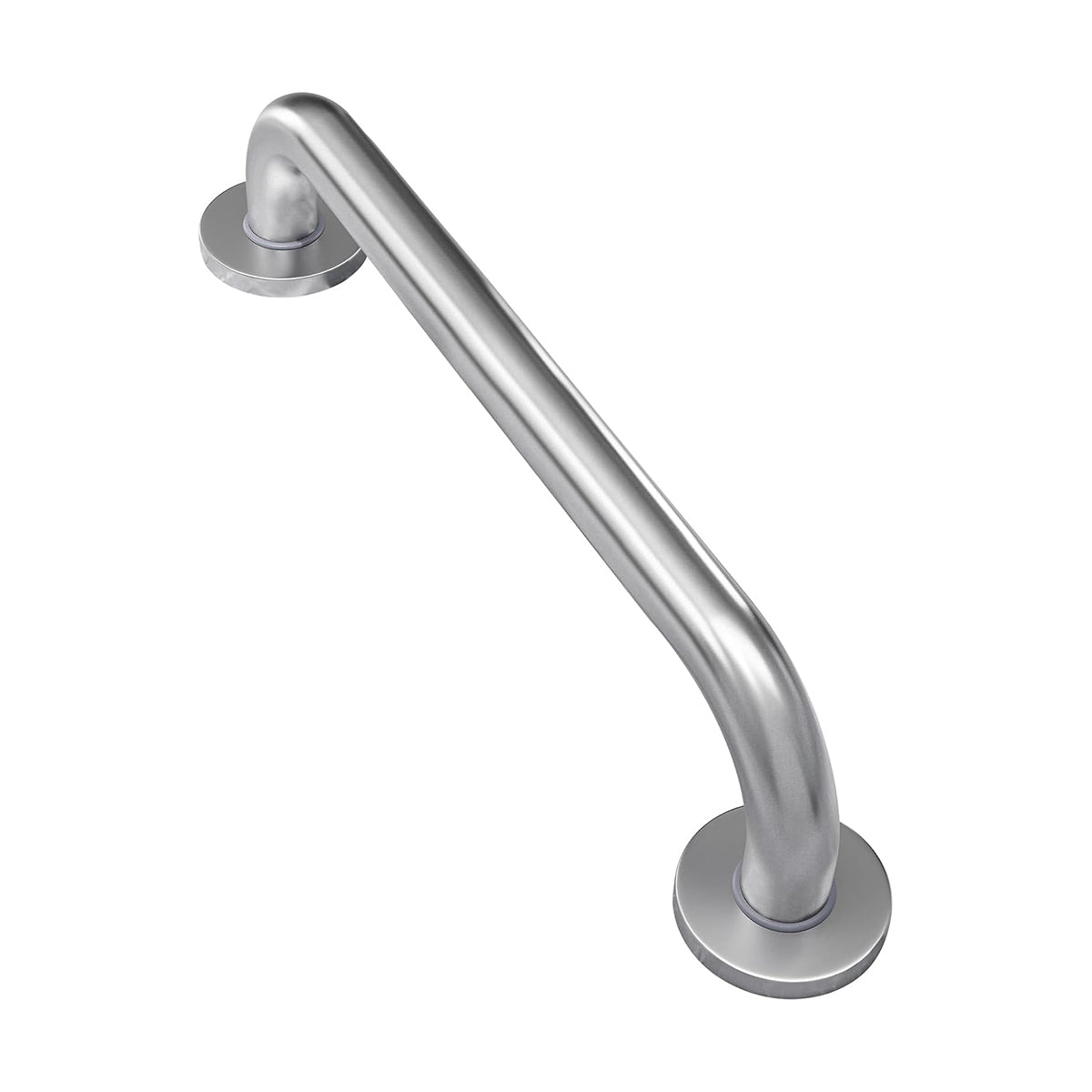 Metallic grab bar on a white background