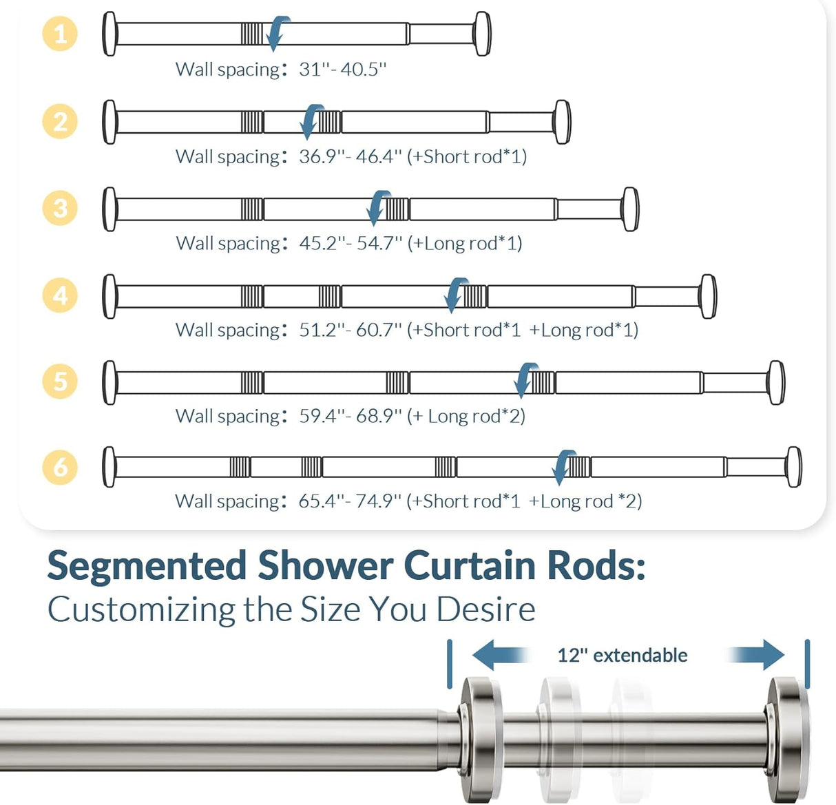 Segmented Tension Shower Curtain Rod