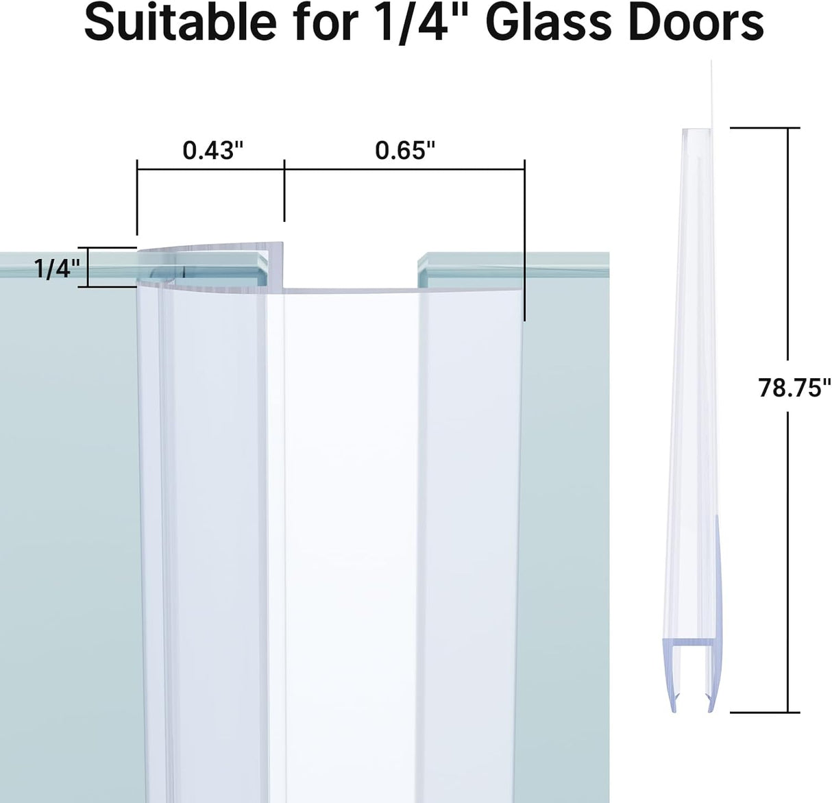 Measurement chart for a glass door with dimensions labeled