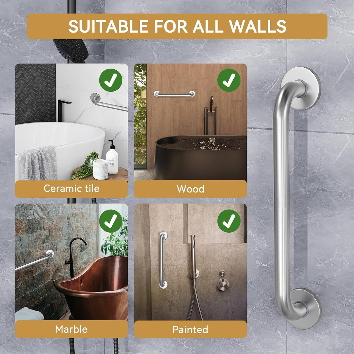 Shower Grab Bars Brushed Nickel