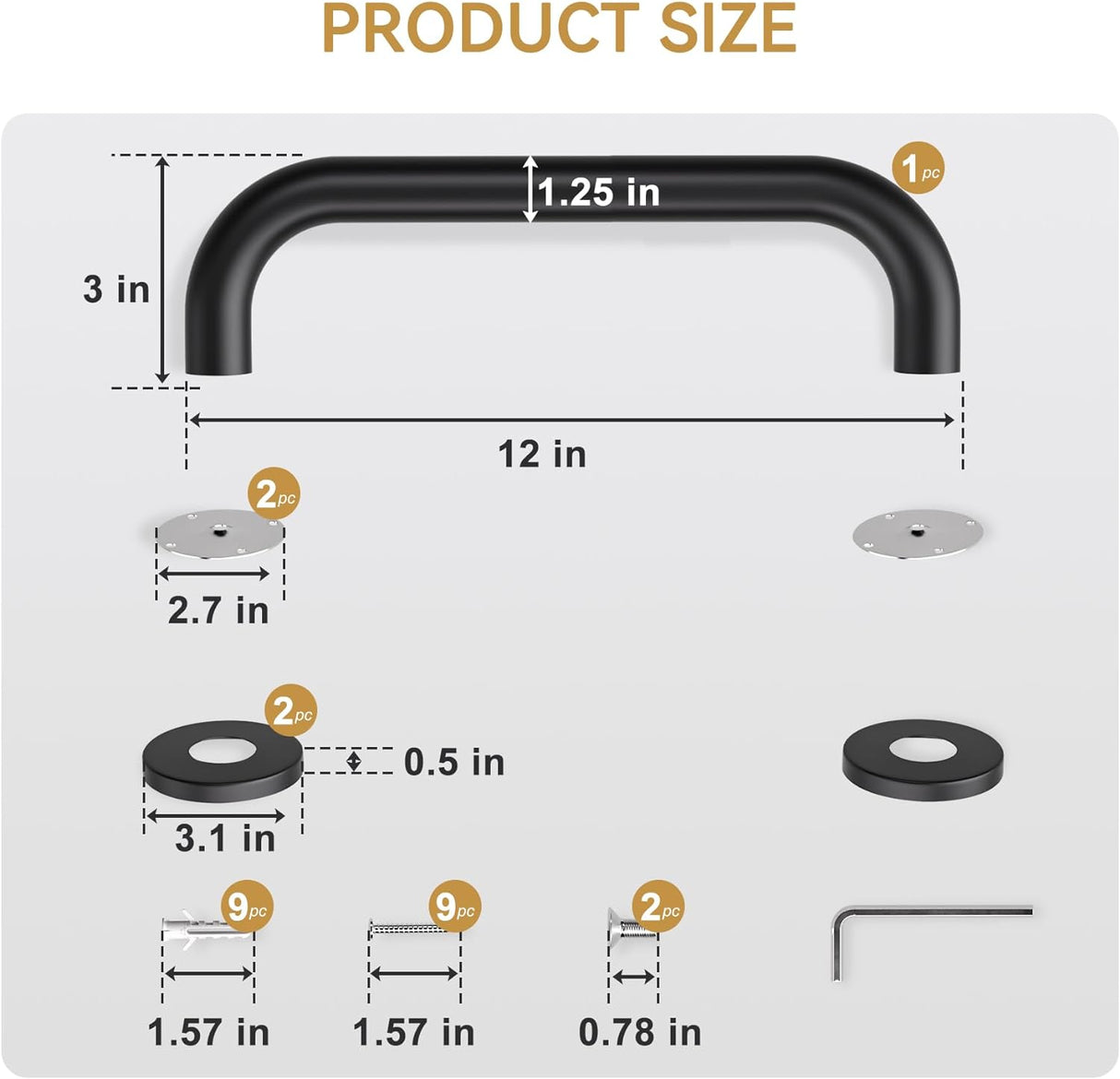 Shower Grab Bars Matte Black