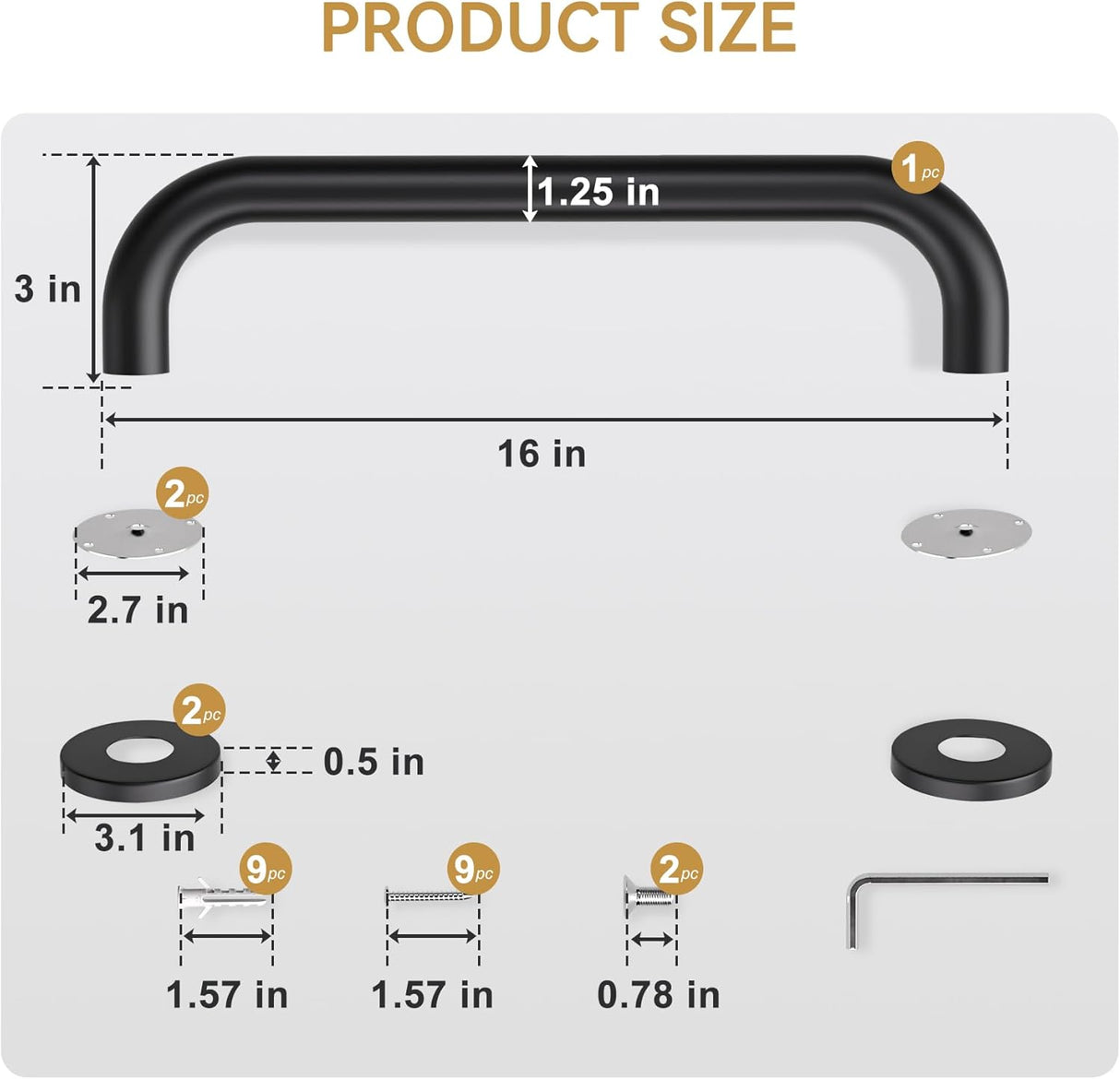 Shower Grab Bars Matte Black