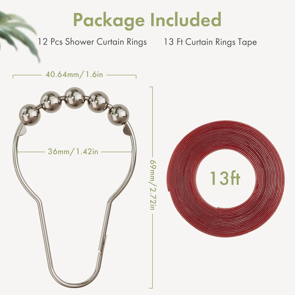 Shower Curtain Rings with Curtain Tape