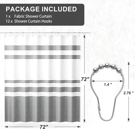 Stripe Design Shower Curtain with Rings