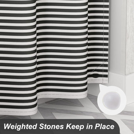 Stripe Design Shower Curtain with Rings