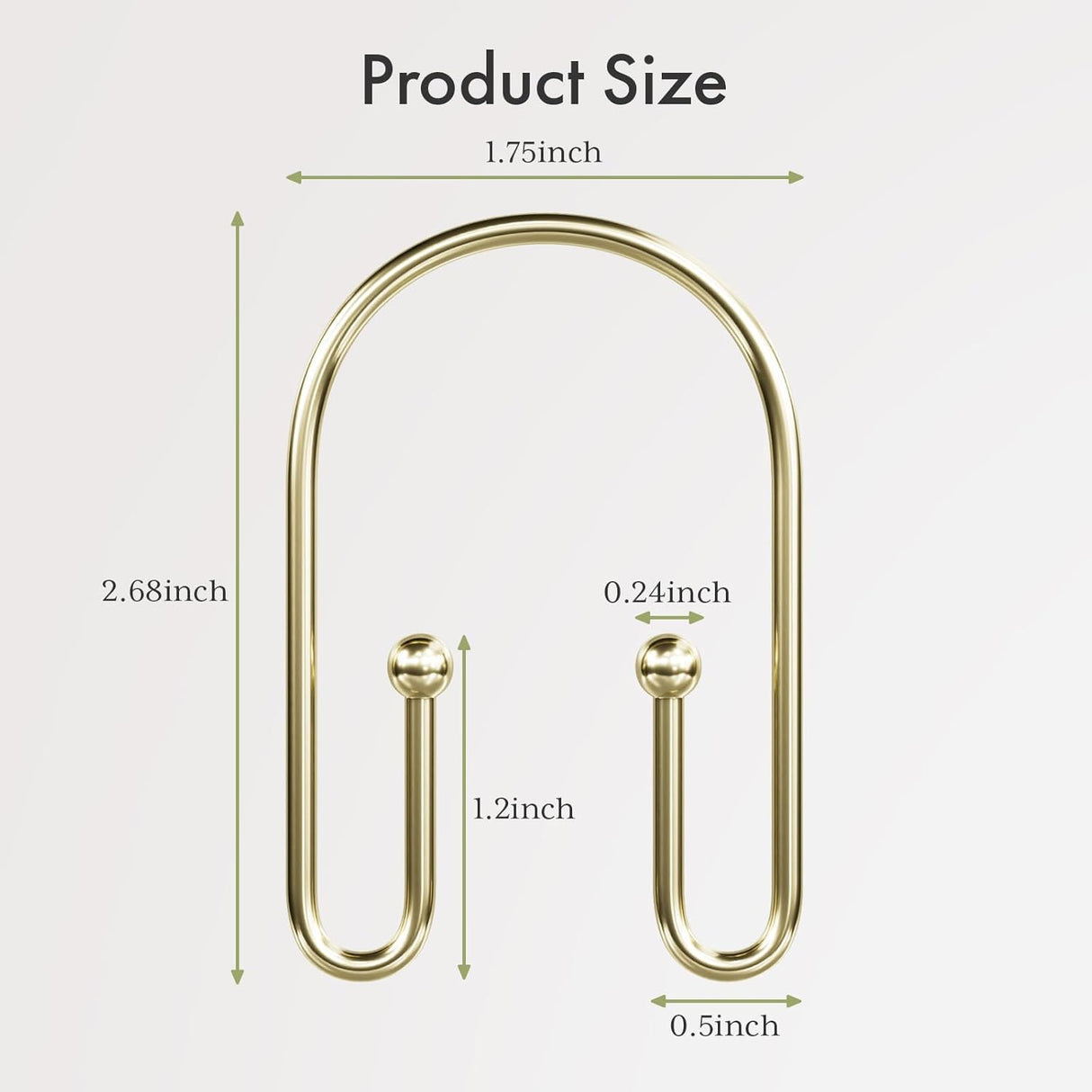 U-Shaped Double Shower Curtain Hooks Gold