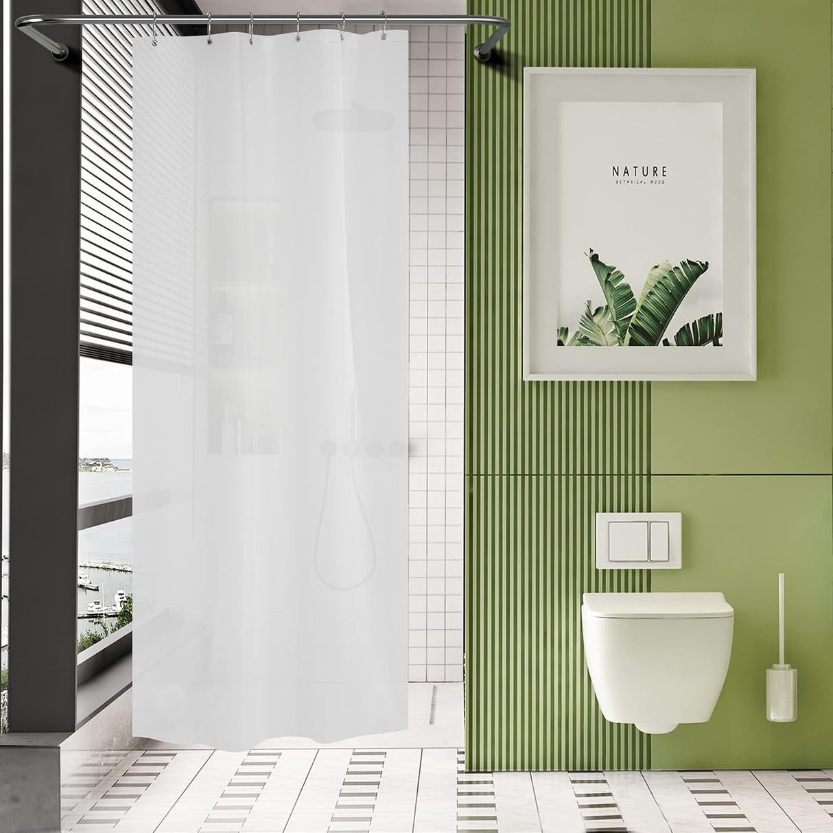 AmazerBath Heavy Duty PEVA Shower Curtain Liner, 8G Waterproof & Weighted in Frosted, main product image.
