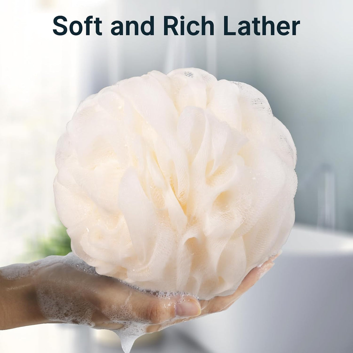 Dense, soft mesh on the Bath Sponge Shower Loofahs, Set of 3 creating a rich lather.