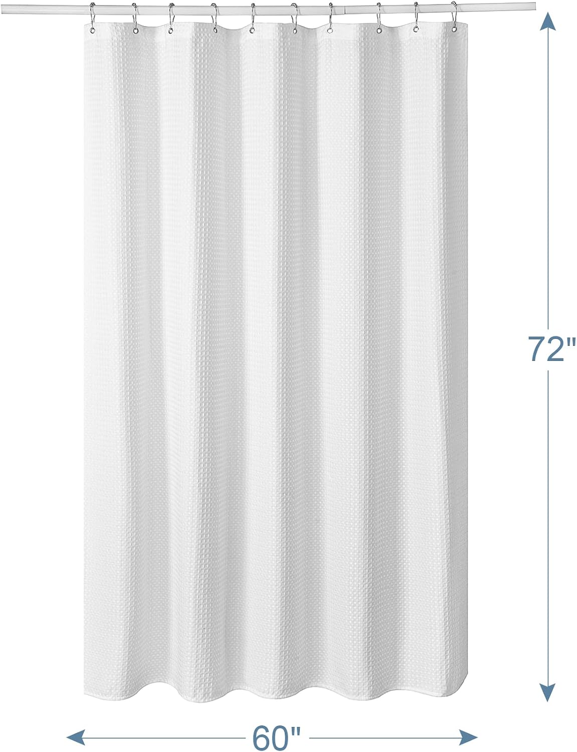 AmazerBath Waffle Shower Curtain, 240 GSM Hotel Style in Shiny White, shown as the main product image for bathroom use.