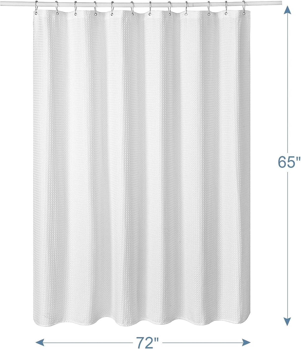 AmazerBath Waffle Shower Curtain, 240 GSM Hotel Style in Shiny White, shown as the main product image for bathroom use.