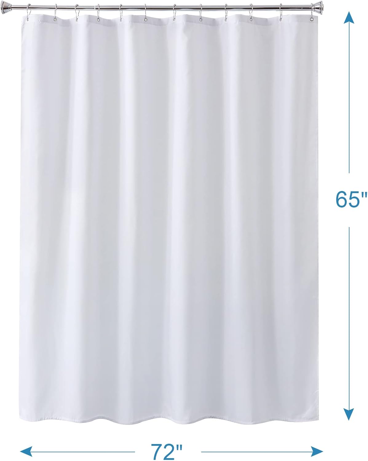 AmazerBath Waterproof Fabric Shower Curtain Liner, 120 GSM & Machine Washable in White, main product image.