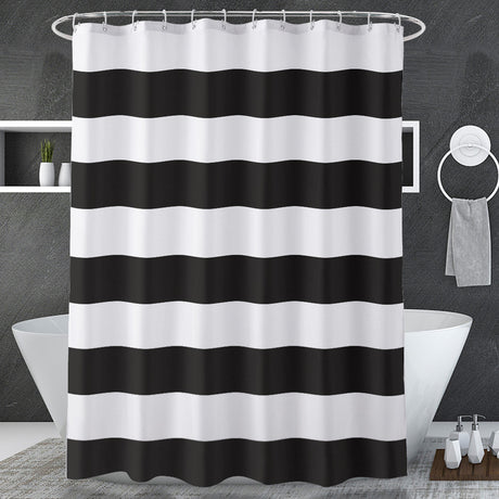 AmazerBath Shower Curtain Stripes, Fabric Shower Curtain for Bathroom, with 2 Heavy Stones