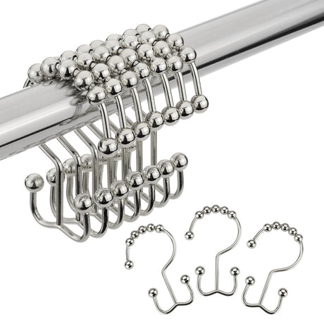 Amazer Rust-Resistant Stainless Steel Shower Curtain Hooks Rings for Shower Curtain - 12 Pcs