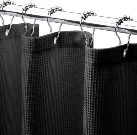 240G Waffle Shower Curtain Black