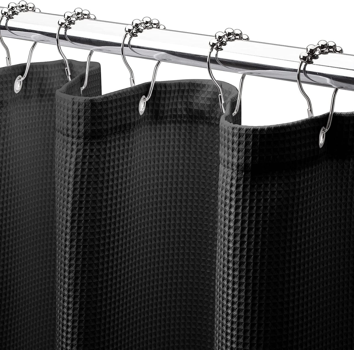 240G Waffle Shower Curtain Black