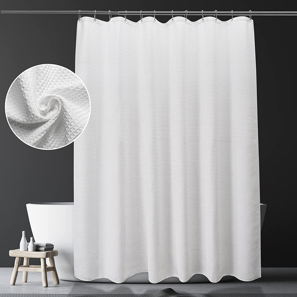 240G Waffle Shower Curtain Matt White