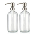 AmazerBath Soap Dispenser, 2 Pack Glass Soap Dispenser with Pump Stainless Steel