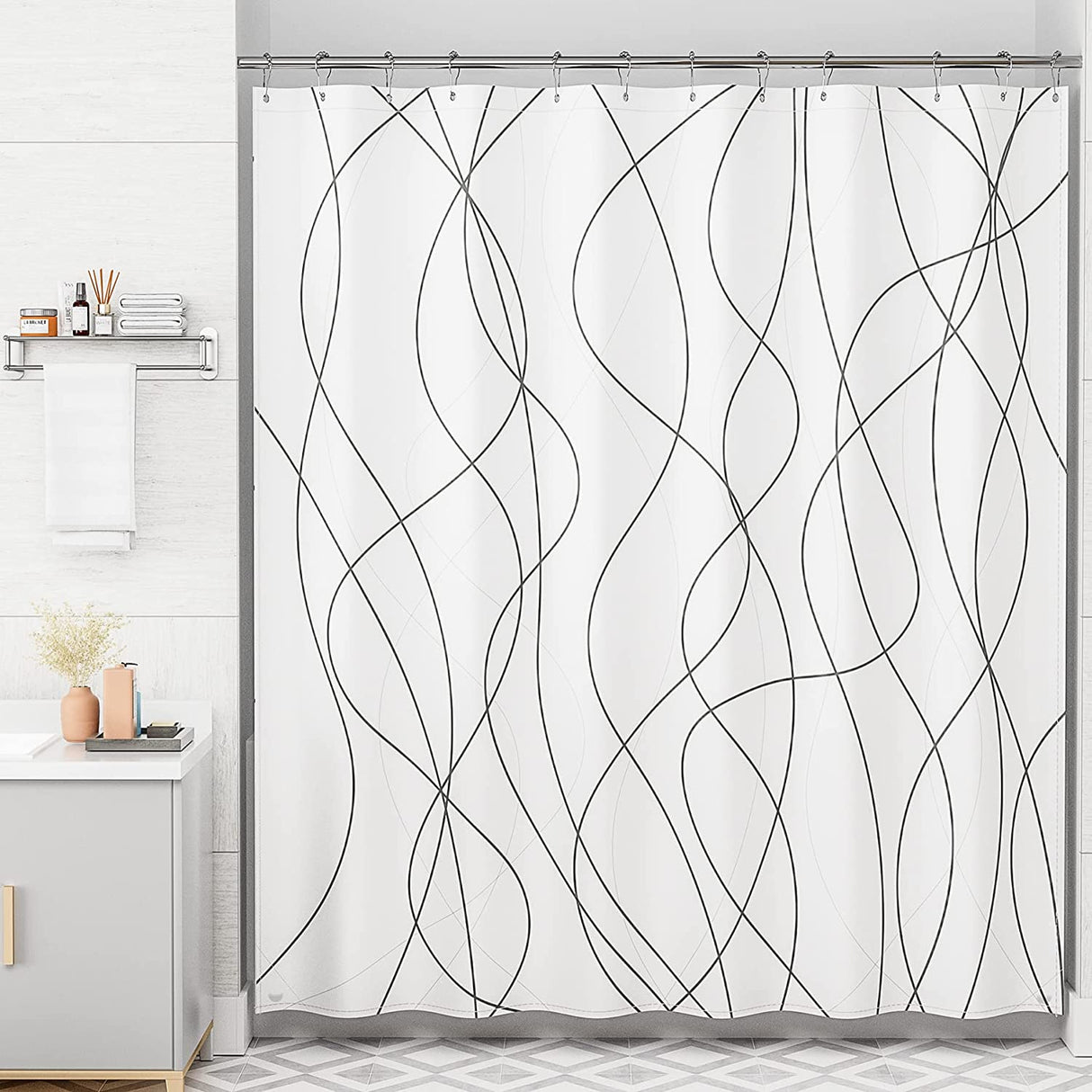 Abstract Design Shower Curtain Lines