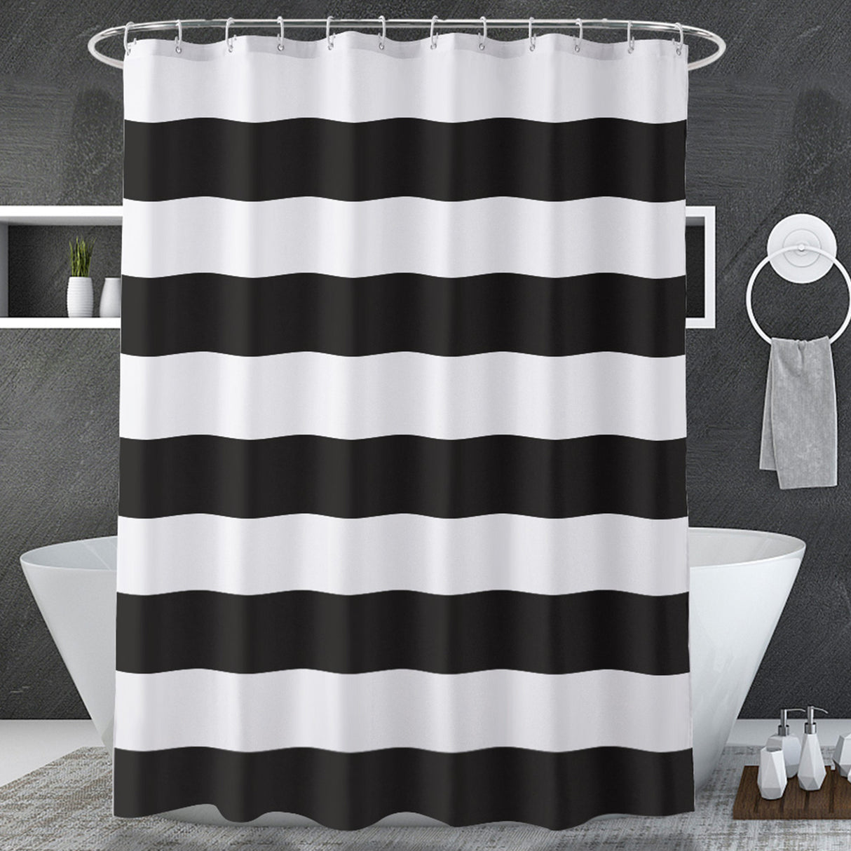 Classic Stripes Shower Curtain Black