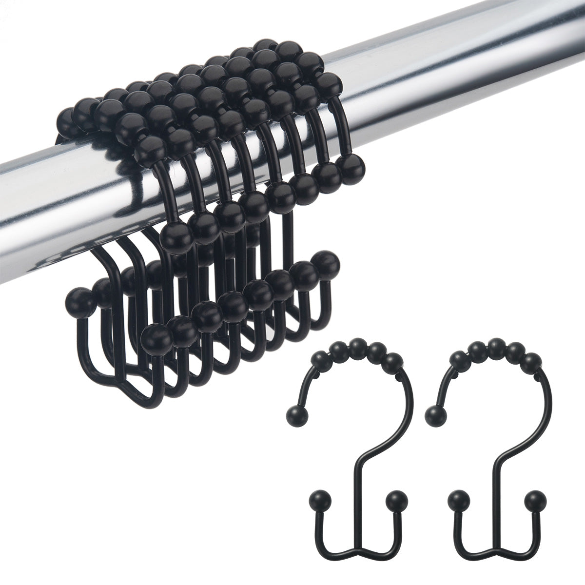 Metal Double Shower Curtain Hooks