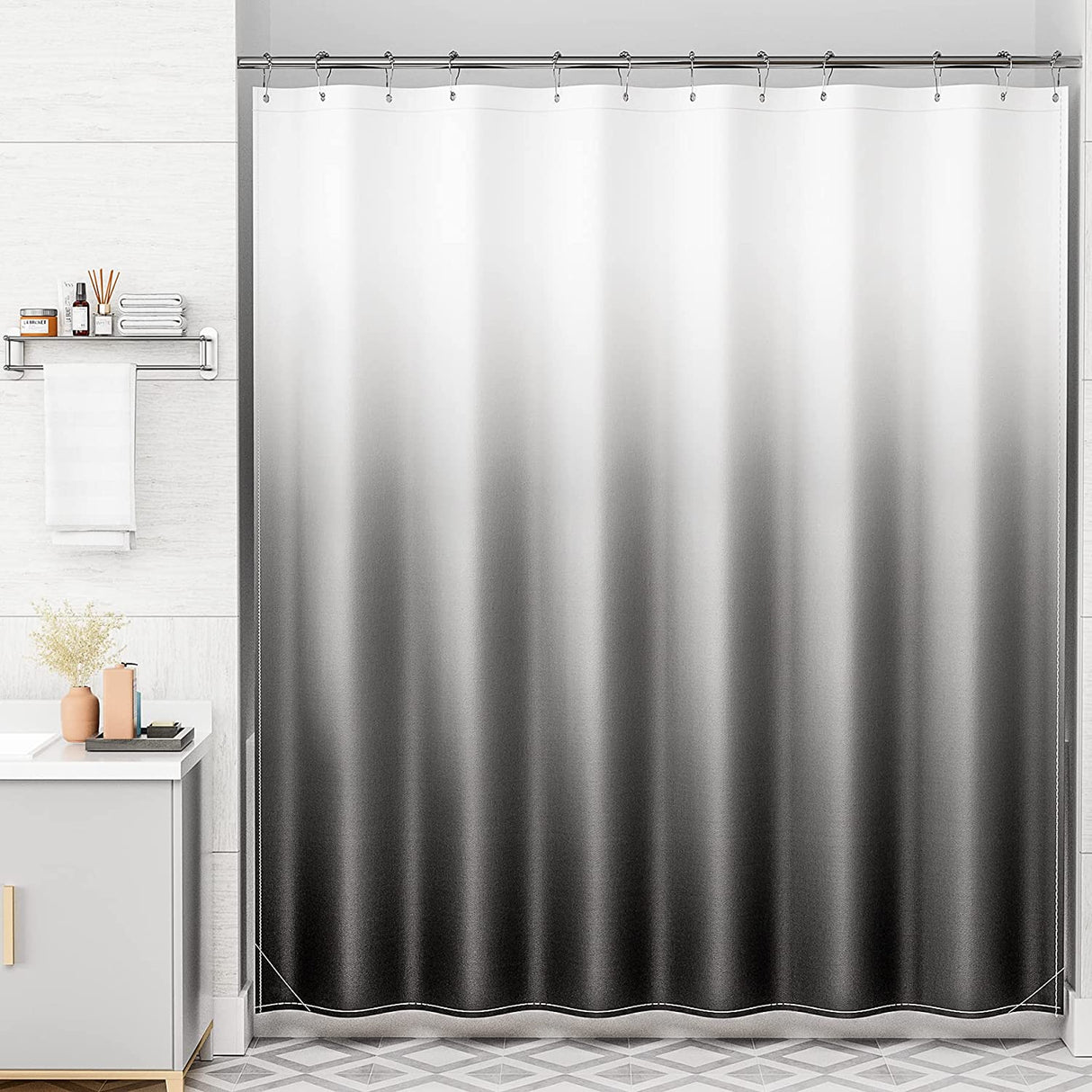 Ombre Design Shower Curtain Black