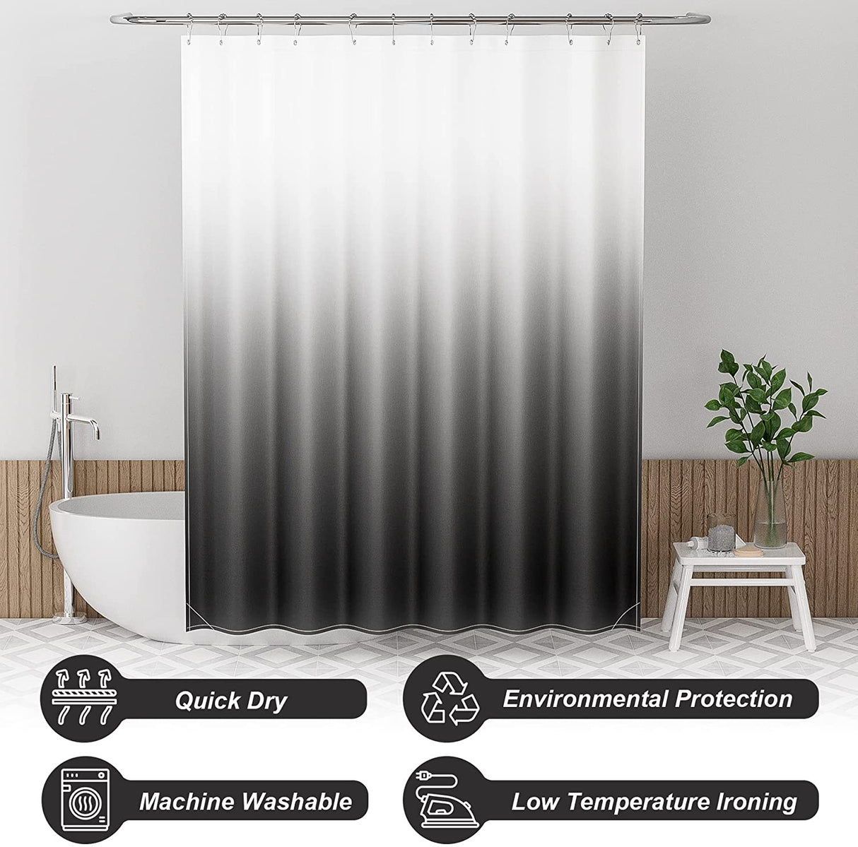 Ombre Design Shower Curtain Black