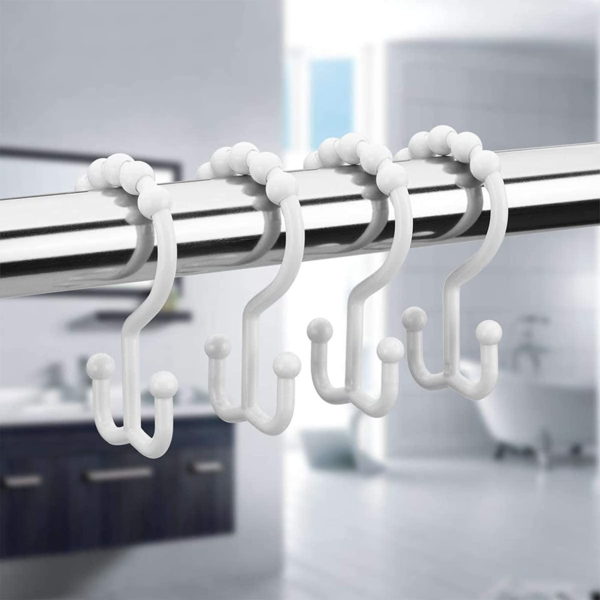 Plastic Double Shower Curtain Hooks