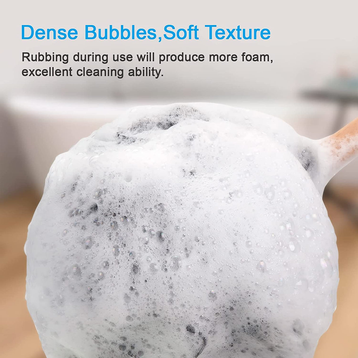 Shower Sponge Back Scrubber with Long Wooden Handle