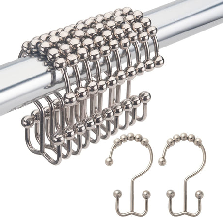 Shower curtain hooks repurposed to organize household items
