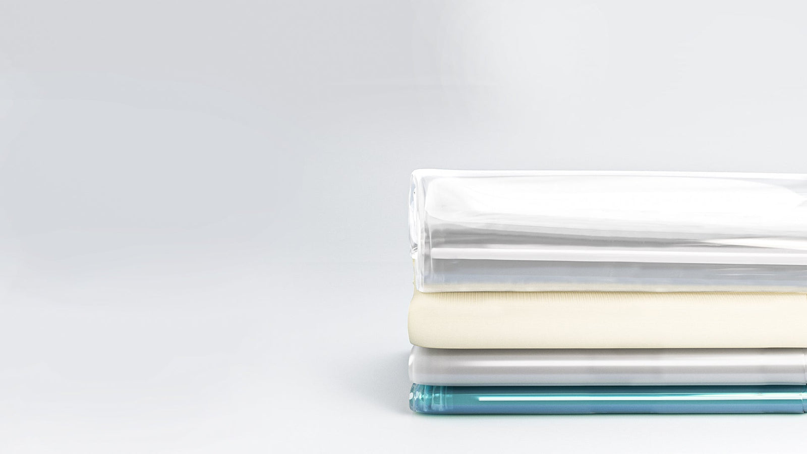 Clear shower curtain liners displayed in multiple thicknesses from lightweight to heavy duty