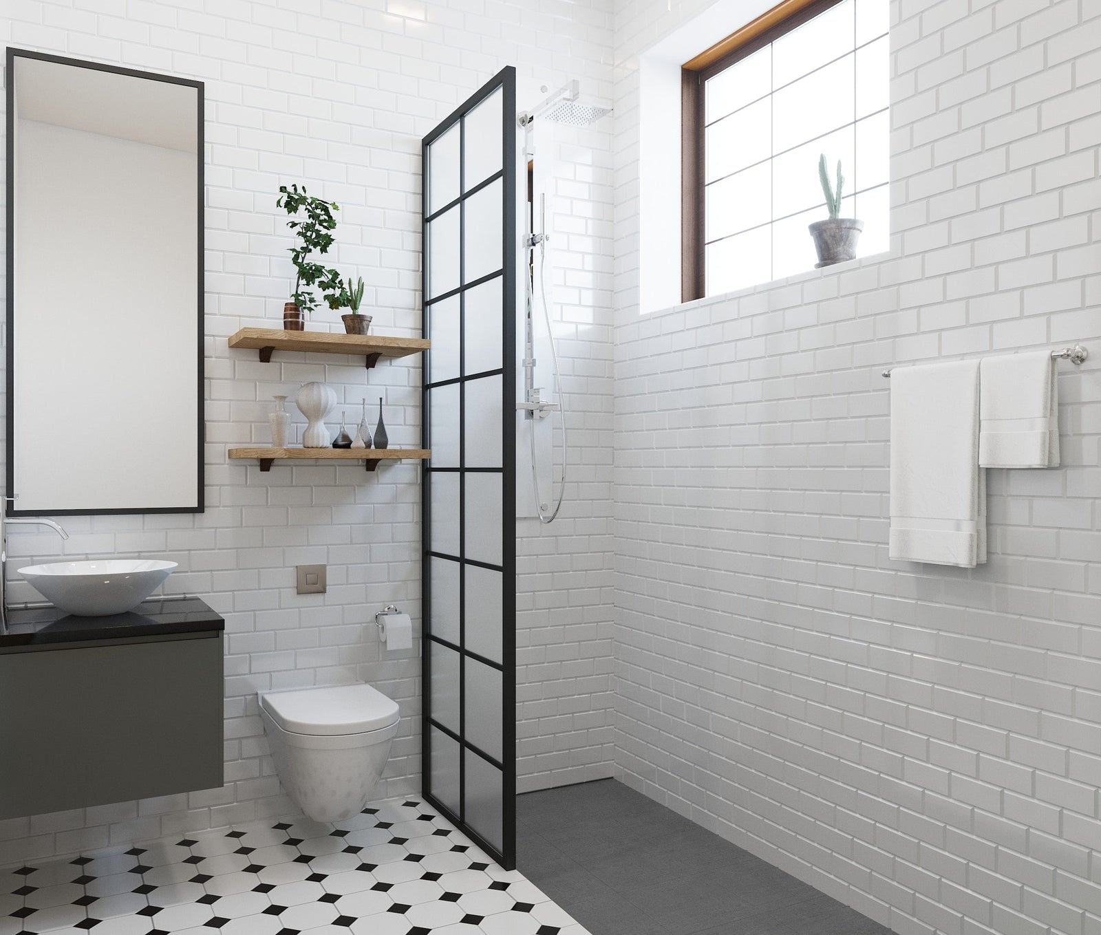 Stylish budget-friendly bathroom with refreshed fixtures and simple decor