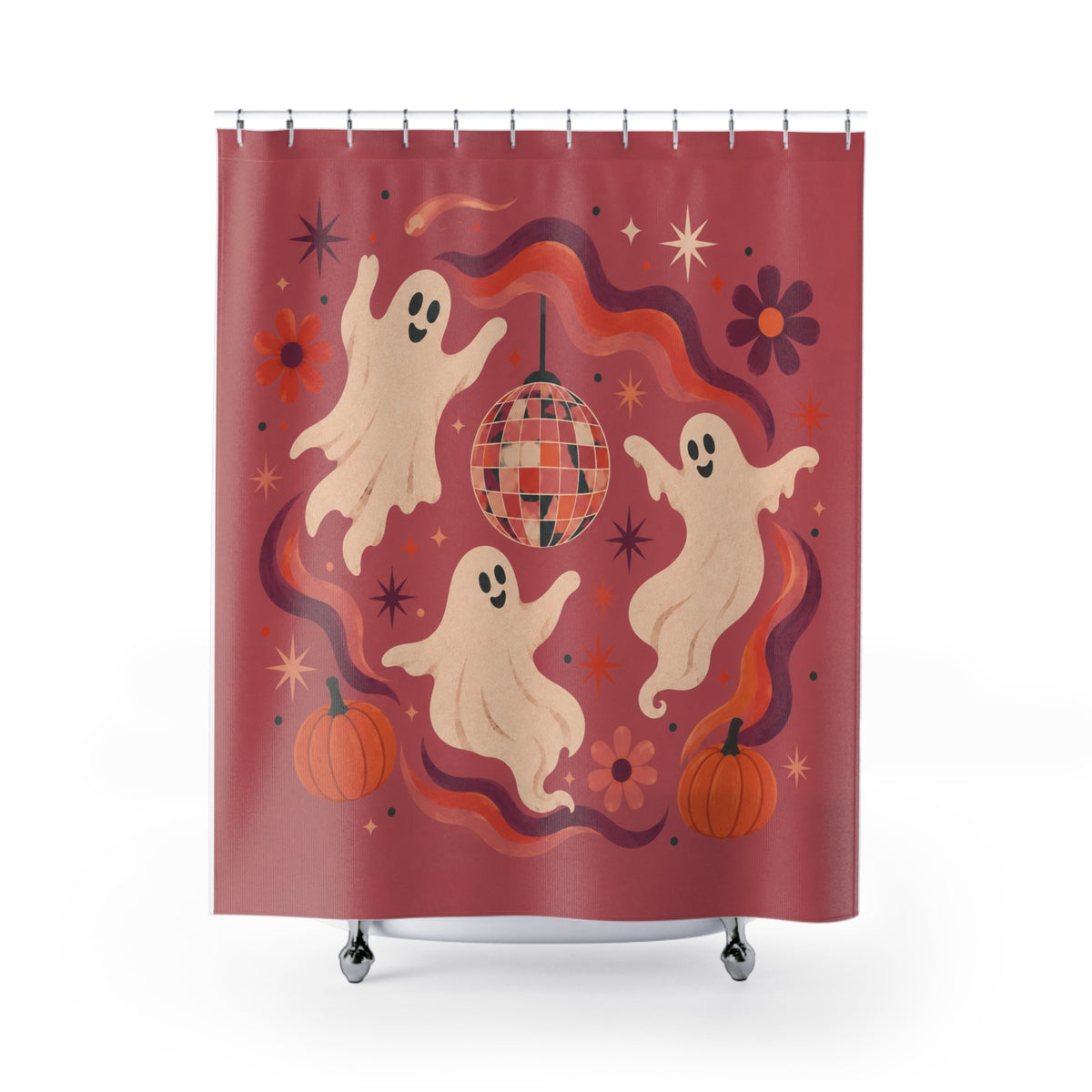 Groovy Disco Ghosts Halloween Shower Curtain