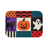 Halloween Patchwork Bath Mat – Ghosts, Cats & Skeletons