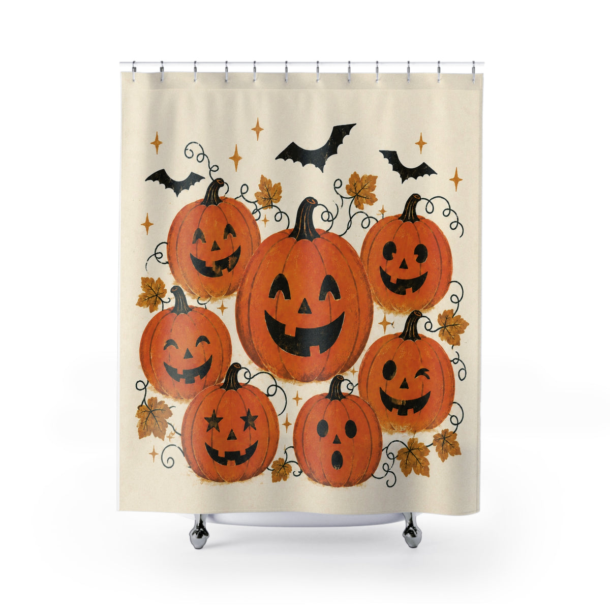 Vintage Pumpkin Patch Halloween Shower Curtain