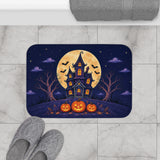 Haunted House Halloween Bath Mat – Full Moon & Pumpkins