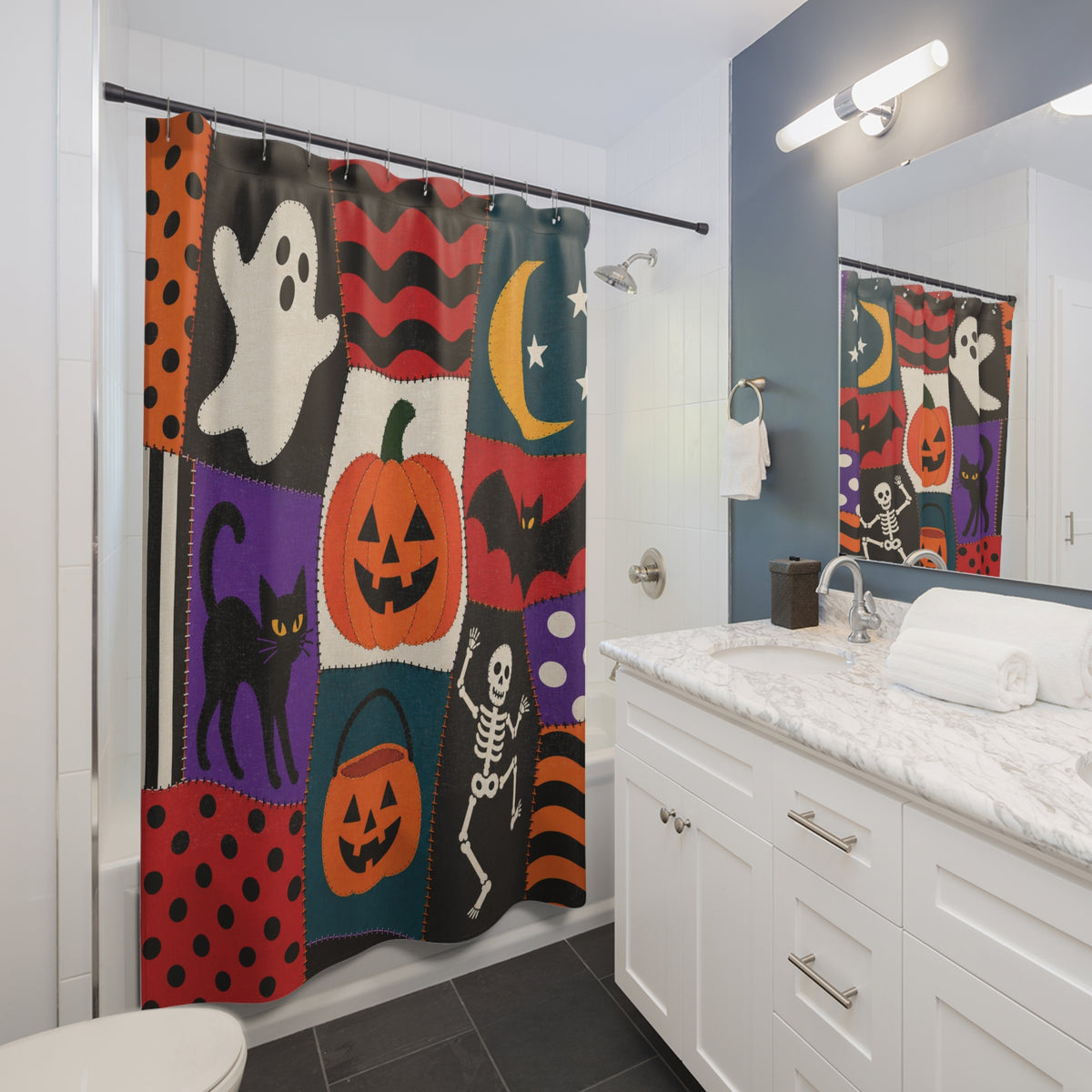 Halloween Patchwork Shower Curtain