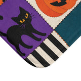 Halloween Patchwork Bath Mat – Ghosts, Cats & Skeletons