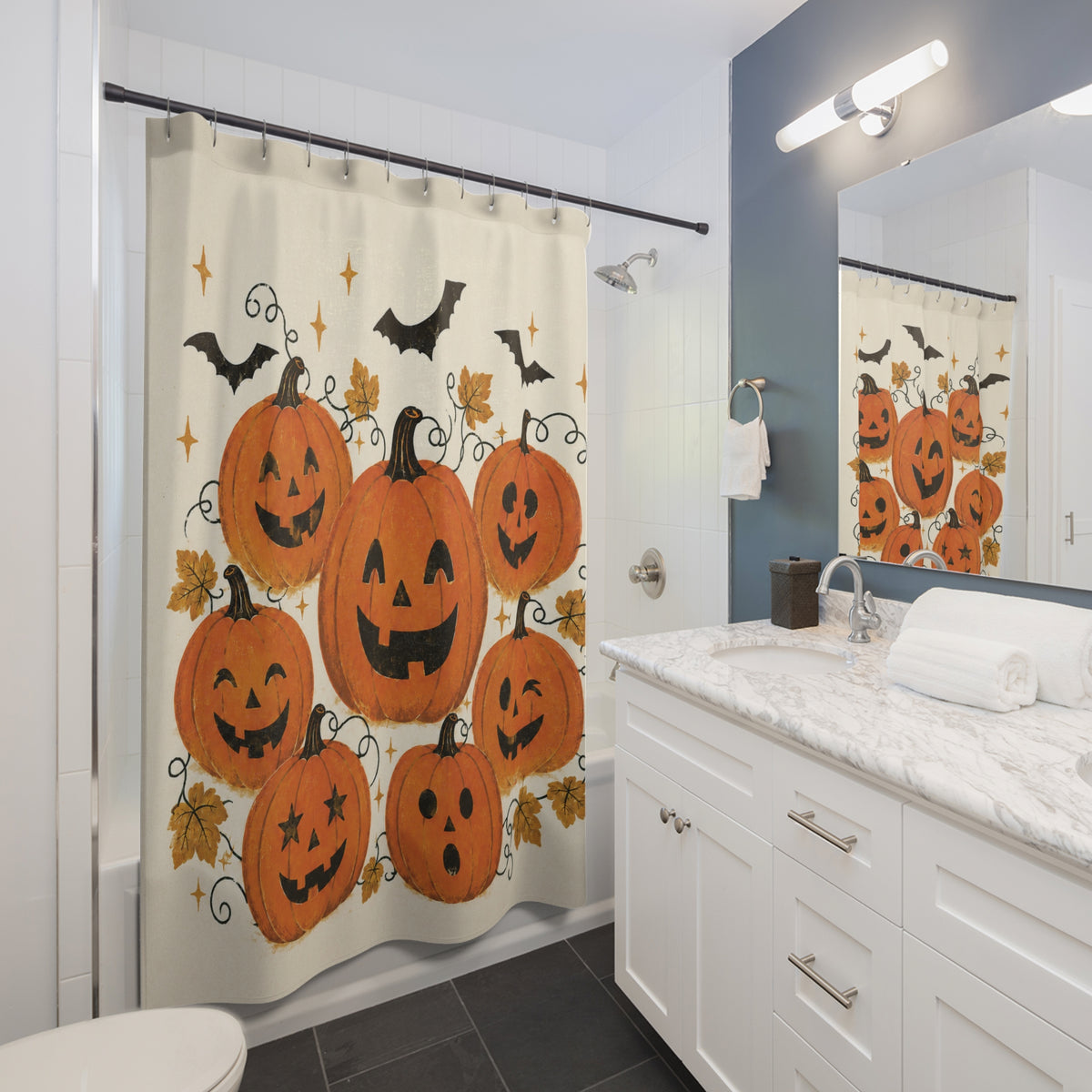 Vintage Pumpkin Patch Halloween Shower Curtain
