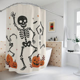 Playful Dancing Skeletons Halloween Shower Curtain