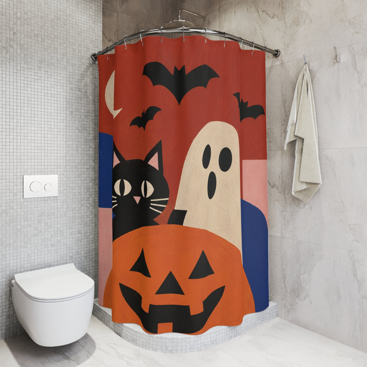 Geometric Halloween Shower Curtain